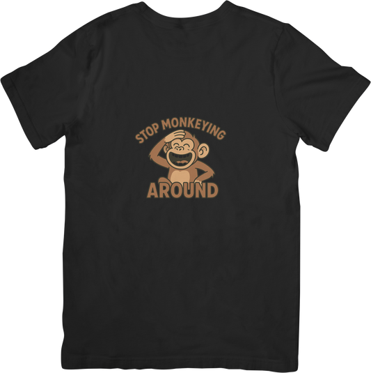 Stop Monkeying Around – Funny Cartoon Monkey T-Shirt