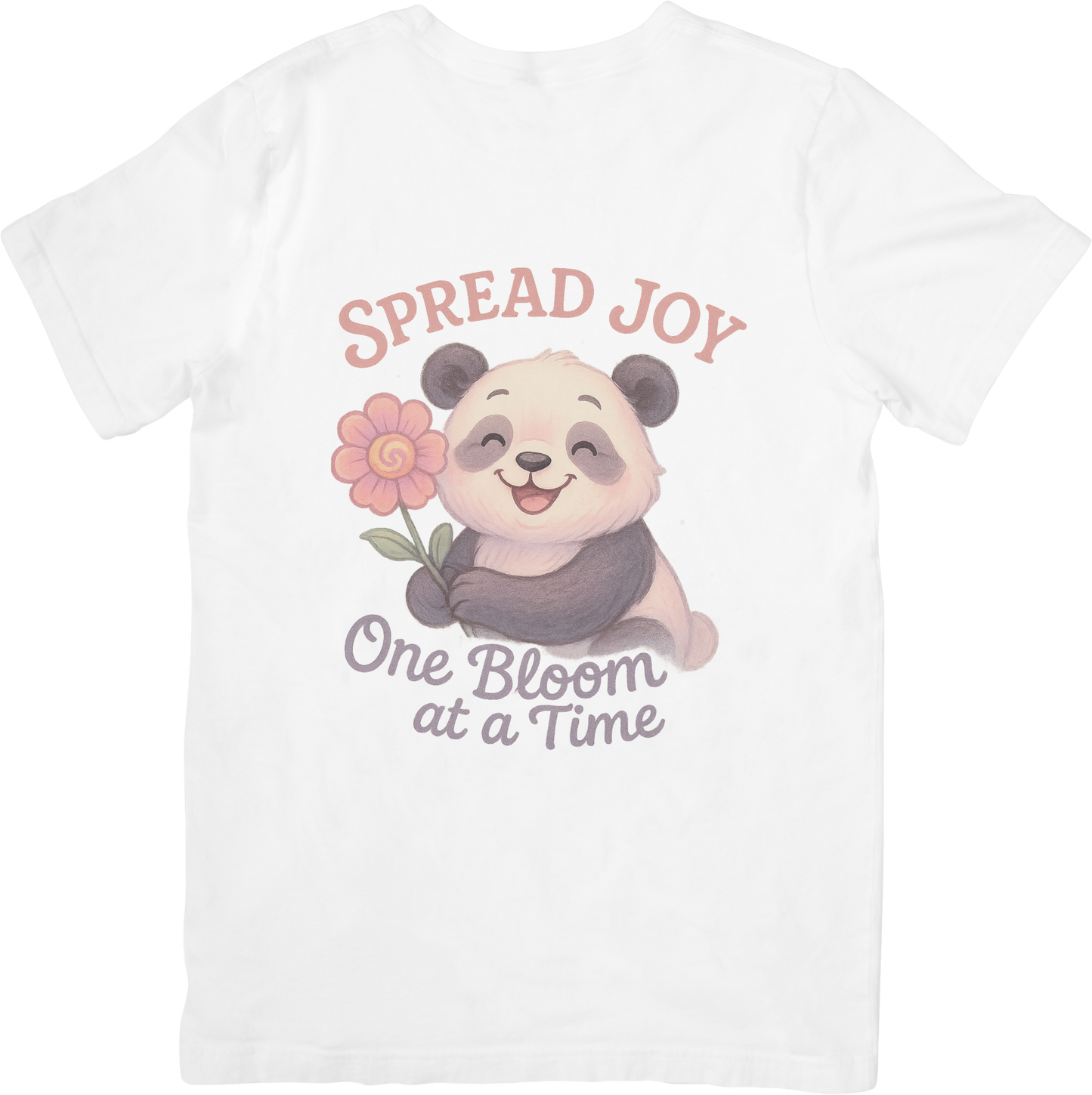 Spread Joy Panda T-Shirt – Cute Flower Graphic Tee – Positive Vibes Apparel