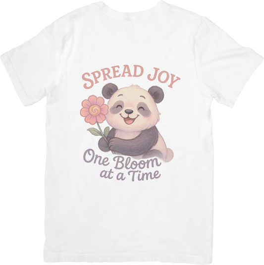 Spread Joy Panda T-Shirt – Cute Flower Graphic Tee – Positive Vibes Apparel